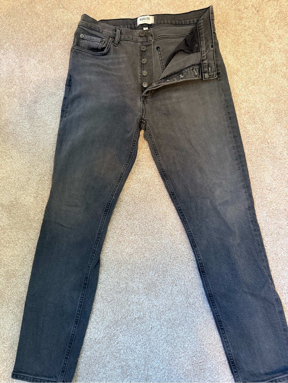 Agolde Los Angeles Washed Black ankle Jeans with Button Fly high waist